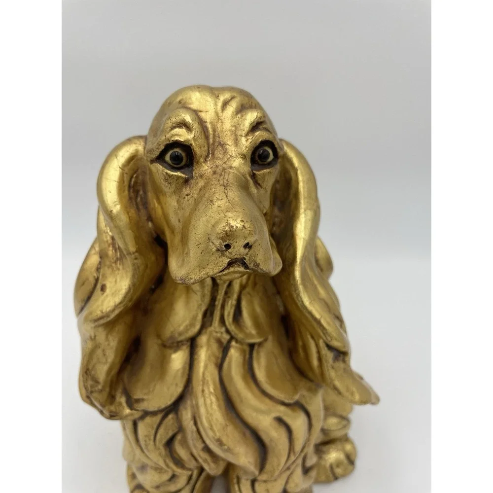 Vtg MCM Kay Finch California Pottery 846 ‎ Gold Leaf  Large Cocker Spanial Dog